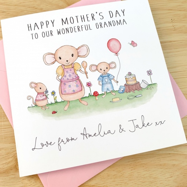 Personalised Mother's Day Card - Mouse Family